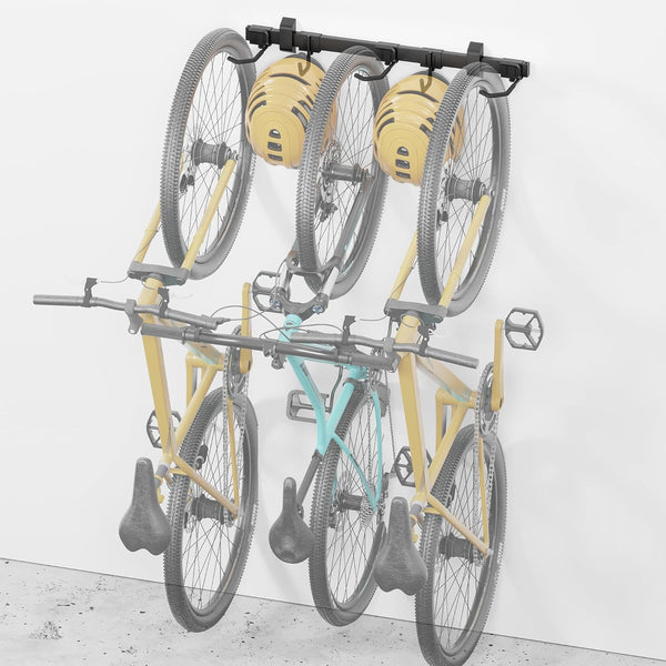 monTEK Enhanced Bike Storage Rack, Adjustable 3-Bike and 2-Helmet Hangers for Indoor Storage