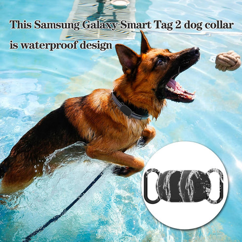 2 Pack Waterproof Dog Collar Holder for Samsung Galaxy SmartTag 2, Silicone GPS Tracker Hidden Anti-Lost Case (Black,