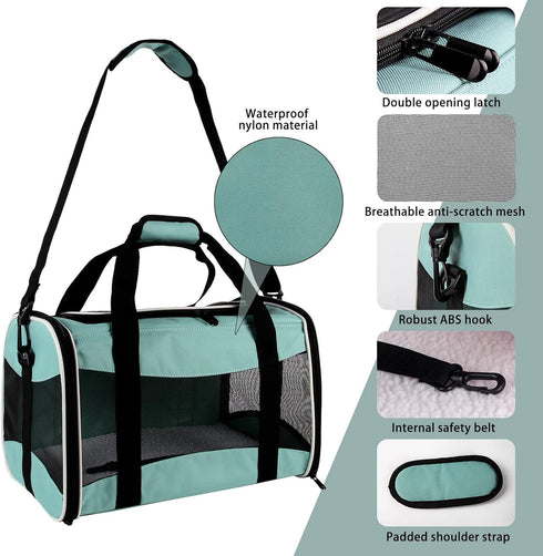 Cat Carrying Case - Soft Sided Pet Carrier for Up to 30Lbs, Portable Travel Carrier with Removable Fleece Pad,