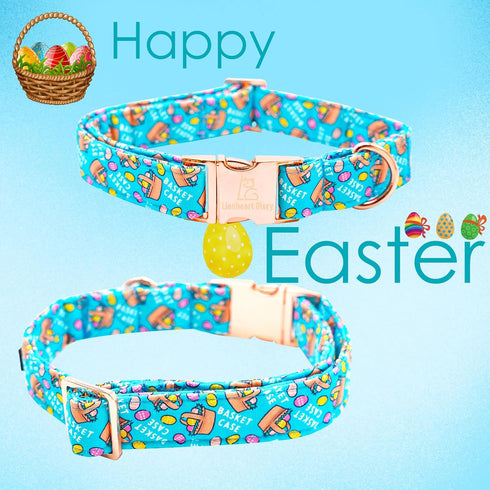 Lionheart glory Easter Dog Collar, Colorful Adjustable Heavy-Duty Puppy Collar with Easter Egg Print for X-Small Dogs