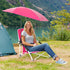 330lbs (1,Pink) GYMAX Beach Chair with Umbrella, Folding Low Beach Chairs with High Back, Adjustable Sunshade & Carry