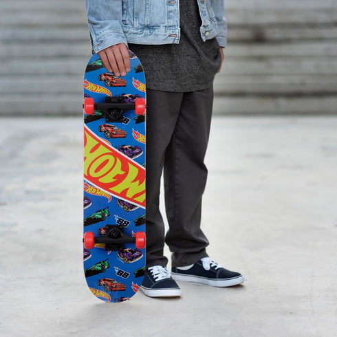 Hot Wheels 31 Inch Skateboard, 9-Ply Maple Desk Skate Board for Cruising, Carving, Tricks, and Downhill