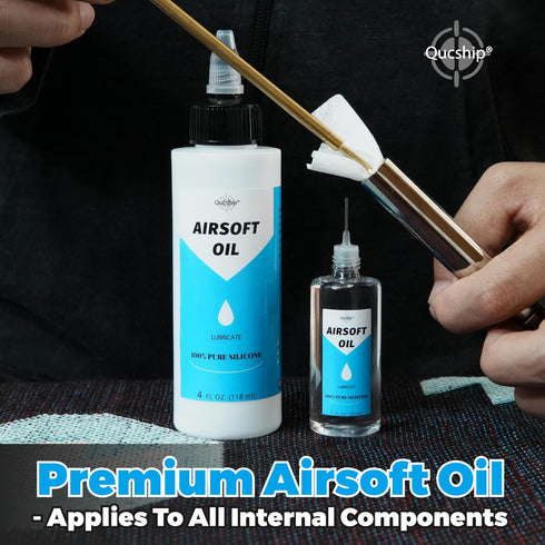 Qucship 4 oz 1 oz 100% Airsoft Oil & Needle Oiler Silicone Air Gun Oil, Multi-Purpose Airsoft Chamber Lube, All Purpose