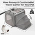 Expandable Grey Cat Carrier - Small Dog Bag for Traveling, Bunny Rabbit Purse, TSA Airline Approved