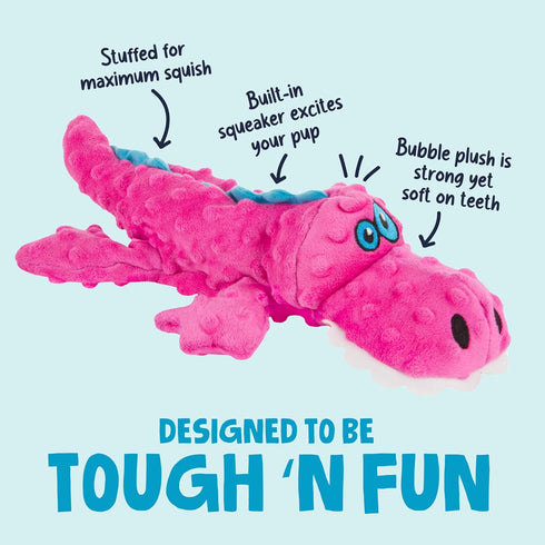 goDog Gators Durable Pink Squeaky Dog Toy, Large