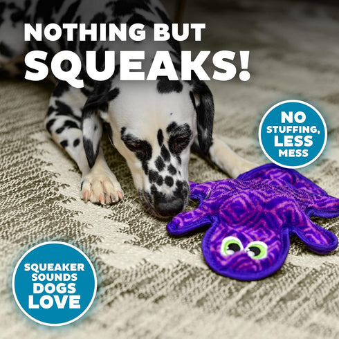 Outward Hound Durablez Tough Plush Squeaky Dog Toy, Gecko, Purple, Medium Size