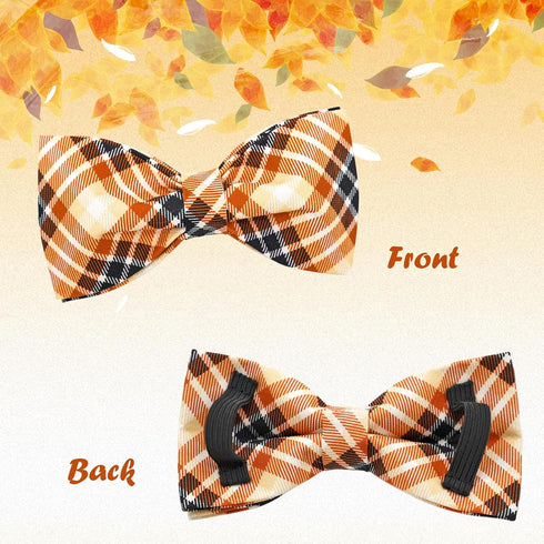 Lionheart Glory Dog Collar, Fall Bow Plaid Design for Female & Male Dogs, Adjustable Bow Collars for Small Dogs