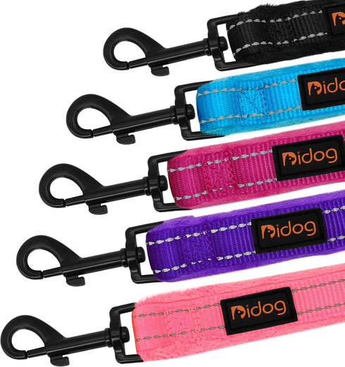 Didog Dog Walking Leash - 4 FT Black with Soft Flannel Padded Handle, Reflective Night Safety for Small Medium Dogs