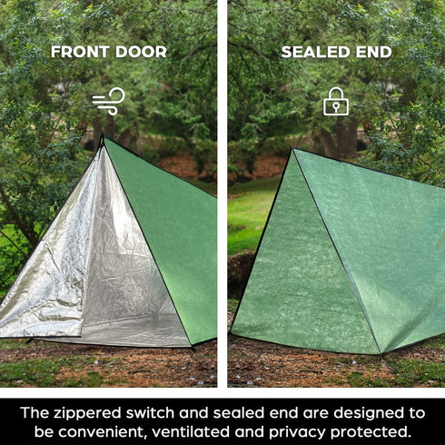 Wild Must: LYN Extra Large 3 Person Reusable Survival Shelter Tent, Waterproof, Fireproof, Lightweight