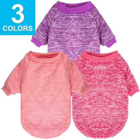 3 Pack Dog Sweater for Small Dogs, Warm Soft Pet Clothes for Winter Christmas (Pink+Purple+HotPink, X-Small)