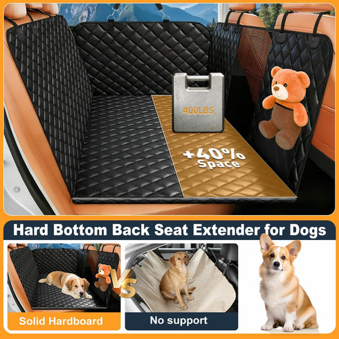 HOB4U Hammock 400lbs Dog Car Seat Cover for Back Seat, Hard Bottom Back Seat Extender for Dogs, Dog for Car SUV