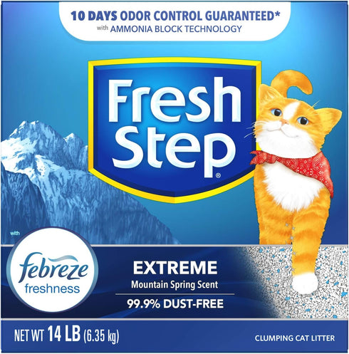 Fresh Step Clumping Cat Litter, Extreme, 14 lb, Long Lasting Odor Control with Activated Charcoal