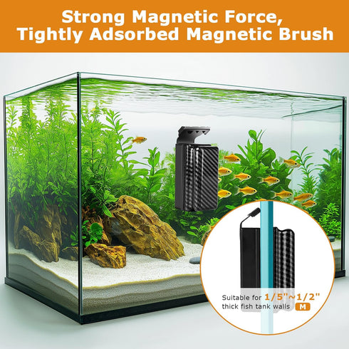 2 1/5"-1/2" hygger Magnetic Fish Tank Cleaner, Aquarium Glass Cleaner with Detachable Algae Scraper Blade, Floating