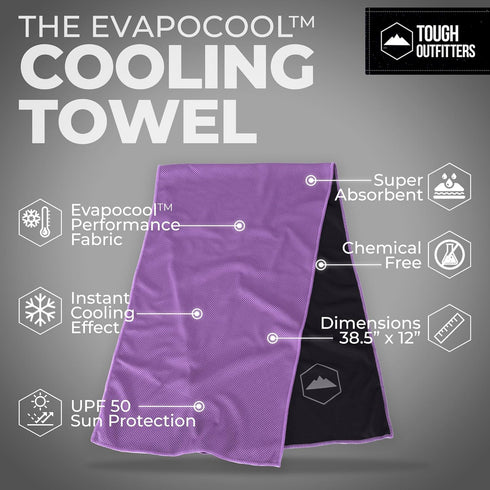 Tough Outdoors Cooling Towel, for Neck & Face, Ice Wrap & Sweat Rag for Camping, Gym, Yoga