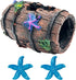 GSD Star-Fish Broken Barrel Decor, Resin Betta Fish Tank Accessories, Includes 1 Broken Barrel & 2 Star Fish