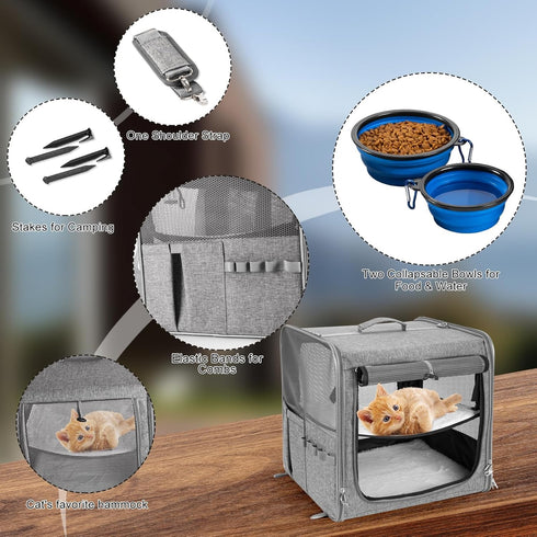 2 45 Lbs, Suertree Cat Carrier for Cats, Pet Travel Carrier for Cats and Small Dogs Up to Bowls, and Locking Zippers