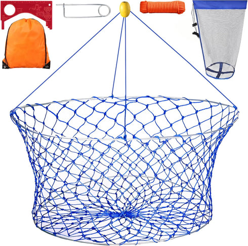 TKGRKL Foldable Crab Traps for Blue Crabs, Crab Trap with Harness and Bait,