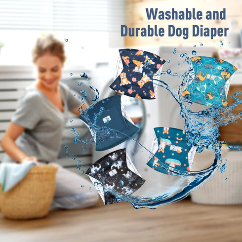 5 Pack Dog Diapers Male,Reusable Leakproof Pet Soft Dog Belly Band Wraps,High Absorbency Male Dog Diaper,Wider Washable