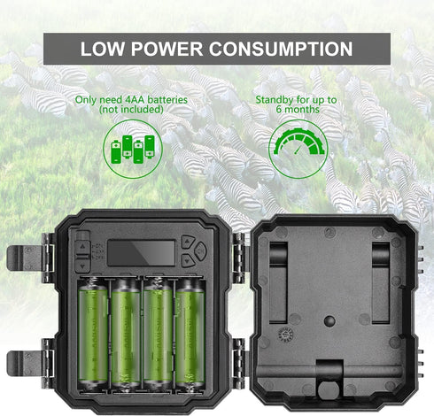 WOSPORTS Camera,24MP 1080P Mini Trail HD Game Camera Motion Activated with IR Night Vision Waterproof Video Deer Cam