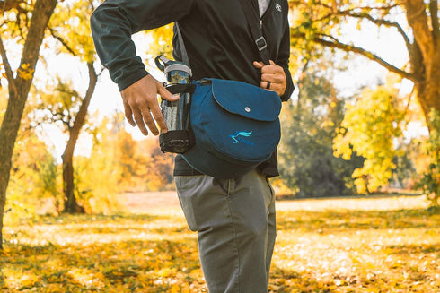 Kestrel Black Disc Golf Bag - Fits 6-10 Golf Discs + Bottle - Durable Canvas - Small Sling/Shoulder Bag for Men & Women