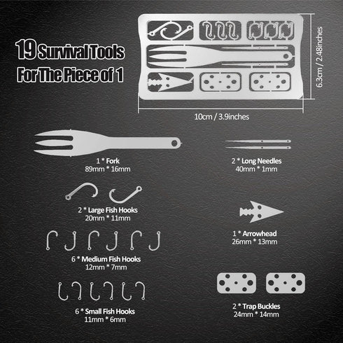 Survival Card Multitool Camping Kit, 9PCS Portable Survival Tool with Fishing Line Gear, Credit Card Wallet with Felt