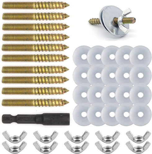 Bird Cage Screws, 20 Washers, 10 Screws, 10 Wing Nuts, Drill Tool Hardware for Bird Playground Perch