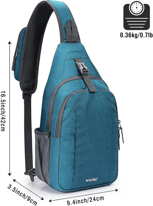 G4Free Sling Bag RFID Blocking Sling Backpack Crossbody Chest Bag for Hiking Travel (Teal Blue)