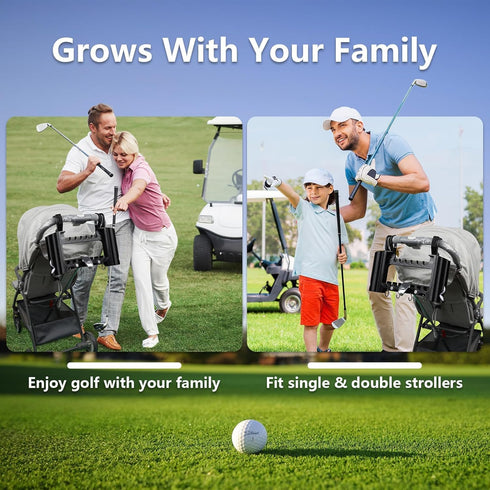 Generic 16-Club 12-Ball Golf Stroller Attachment, & Capacity with Adjustable Straps, Universal Fit, Golf Club Holder