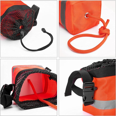 Water Rescue Throw Rope Bag, 50/100 feet Floating Life Line, High Visibility Safety Boating Equipment