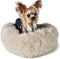 Tiny Dog Bed - Extra Small Washable 15 inches Beige Donut Soft Bed, Calming Anti-Anxiety Round for Pets up to 5 lbs