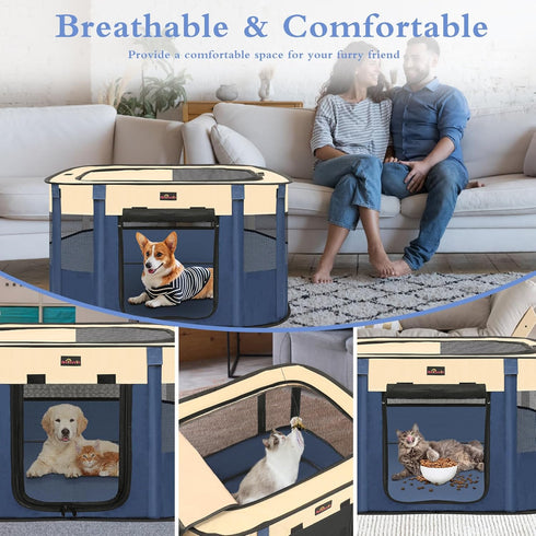 Dog Playpen, Pet Playpen, Foldable Kitten cage Puppy Play Pen, Portable Dog Kennel Tent Crate, Indoor Outdoor Travel