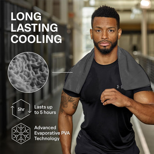 Premium PVA Cooling Neck Towel-Chill Pad, Lasts 5 Hours, for Neck and Face, UPF 50+ (Gray)