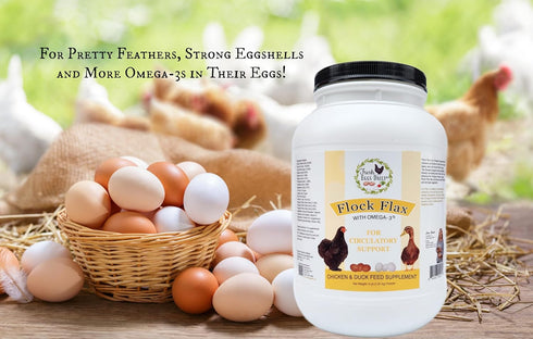 Omega-3 4 lb Fresh Eggs Daily Flock Flax Natural Flaxseed Supplement for Chickens & Ducks Enhances Levels, Supports