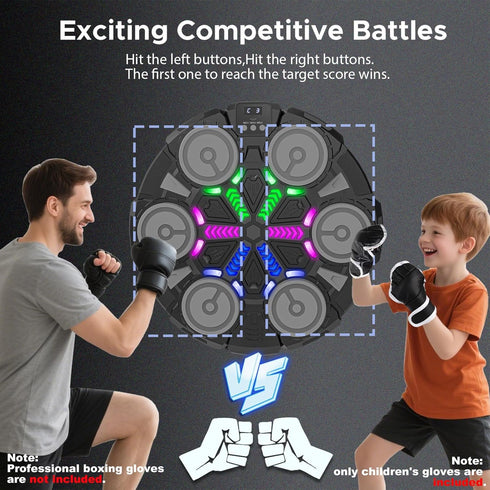 Lights,2 3-12+ Music Punching Machine for Kids Adults,Bluetooth Wall Mounted Boxing Trainer with Gloves,Rhythm Player