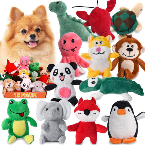 LEGEND SANDY Squeaky Dog Toys for Puppy, Small Medium Dogs, Stuffed Plush Pet Chew Toy Set, 12 Pack