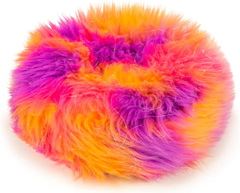 goDog Furballz Ring Squeaky Plush Dog Toy, Large, with Chew Guard Technology in Warm Rainbow