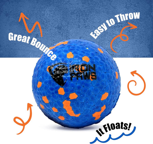 Indestructible Dog Ball, Blue Tough Toy for Aggressive Chewers, Great for Indoor and Outdoor Fetch Play