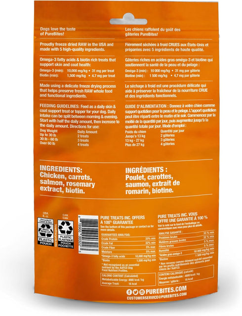 PureBites+ Skin & Coat Freeze Dried Dog Treats, 5 Ingredients, Made in USA, 3oz