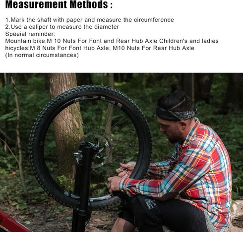 SAVITA 12pcs Bike Wheel Axle Nut and Bicycle Hub Safety Washer Kit, Carbon Steel M8/M9.5/M10 for Mountain Bike Parts