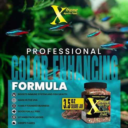Xtreme Community Crave Flake - Krill & Spirulina Blend for Tropical & Freshwater Fish Nutrition, 3.5oz