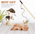 Natural Wood Cat Teaser Wand Toy, 3pcs 16 Inch Catnip Sticks for Teeth Cleaning and Indoor Exerciser