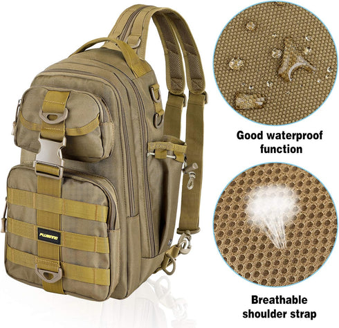 PLUSINNO Water-Resistant Fishing Backpack Tackle Bag with Rod Holder, Ideal Fishing Gifts for Men