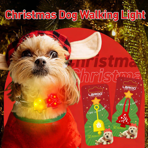 LaRoo Christmas Day Dog Lights for Night Walking,Led Dog Collar Lights for Nighttime Clip On Light up Dog Collar