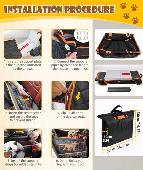 EPN Dog Car Seat for Large Dogs, Foldable Pet Car Seat with Waterproof Oxford Fabric, Non-Slip Bottom, Reinforced