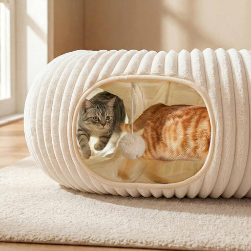 40 Cat Tunnel Bed with Pcs Interactive Cat Toys, Cat Tube with Kitten Toys for Indoor Kittens, Collapsible Play Tunnel