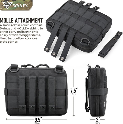 WYNEX Tactical Admin Molle Pouch | Medical EDC EMT Utility Bag Shell Design Attachment for Hiking Belt Bags
