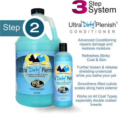 Best Shot Ultra Dirty Plenish Conditioner - Ideal Pet Grooming Conditioner - Protein-Enriched Moisturizing for Any Dog,