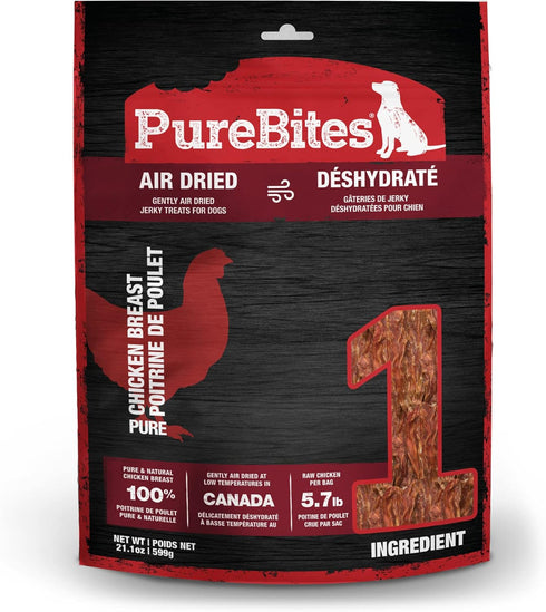 PureBites Chicken Jerky Dog Treats - 1 Ingredient, Made in Canada, 21.1oz