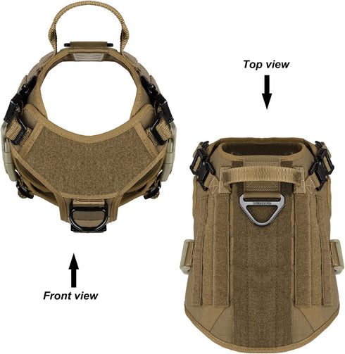 ICEFANG Tactical Dog Harness, Medium Size, 2X Metal Buckle, Working Dog MOLLE Vest with Handle, No Pulling Clip