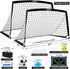 2 Set Kids Soccer Goals for Backyard with Training Equipment, Portable Foldable Practice Nets with Ball, Dice & Mat